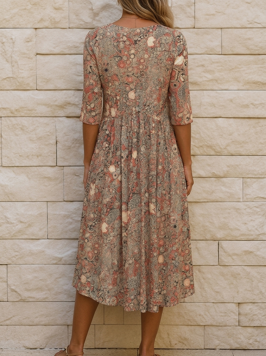 Livia | Midi-jurk met print en V-hals