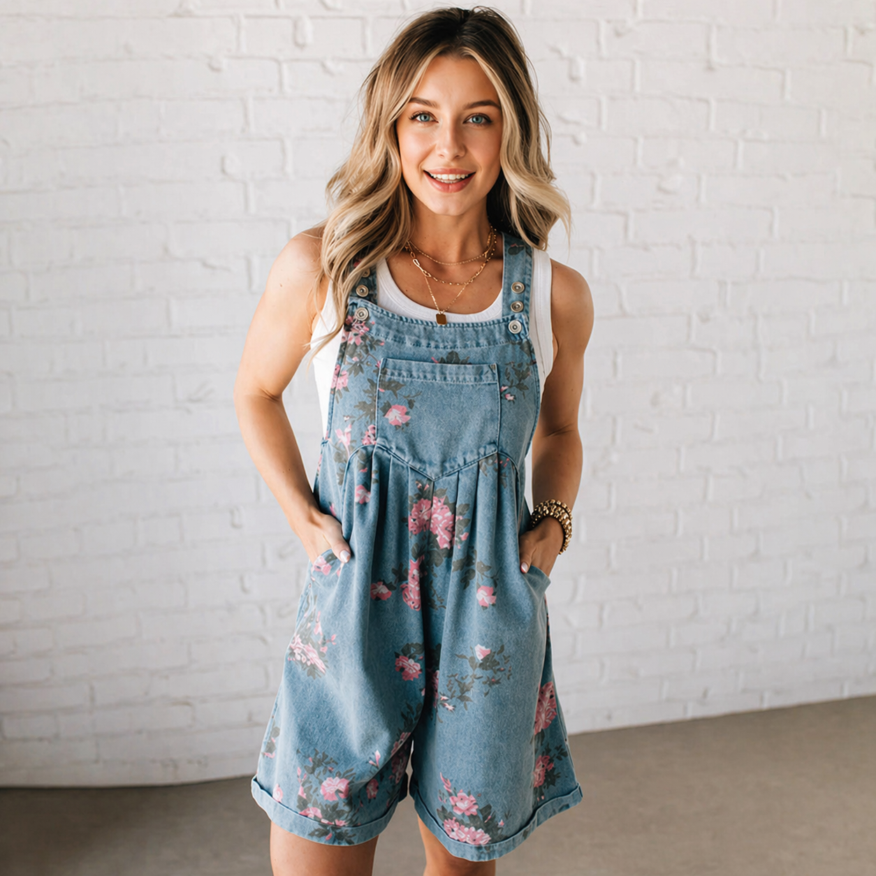 Marvina | Spijkerbroek met bloemenprint